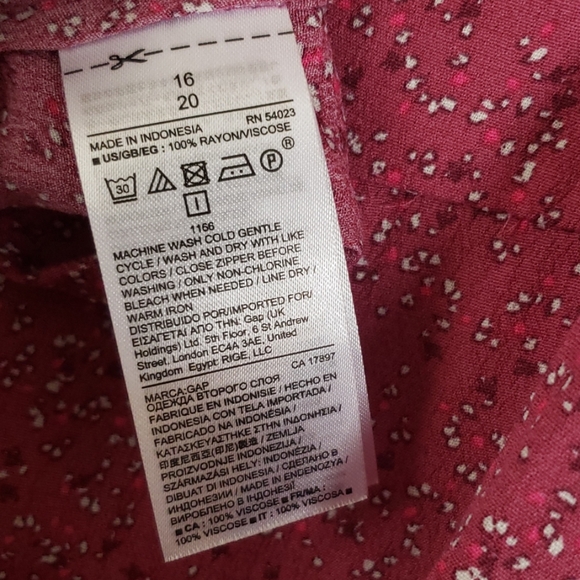 Gap dark pink print s/s midi dress with v-neck - Picture 7 of 7